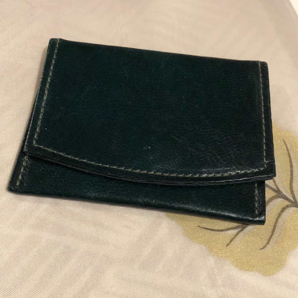 Vintage dark green leather change purse